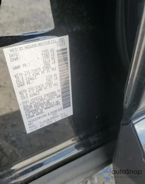 2023 Nissan Murano Sv from USA, damaged, VIN 5N1AZ2BS3PC120030